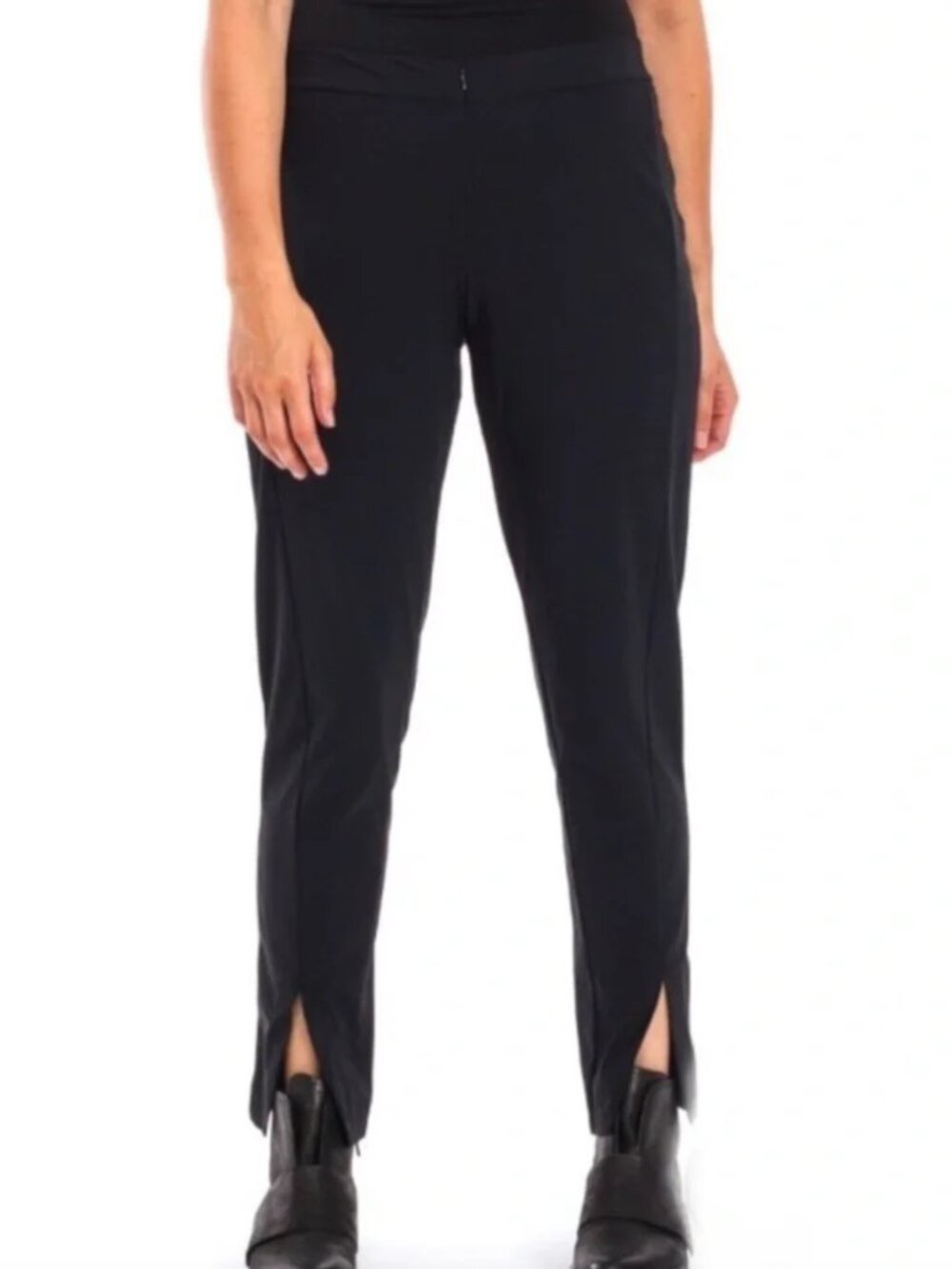 Porto San Francisco Slim Leg Traveler Dress Pants Sz 1 / S Black Split Front Hem